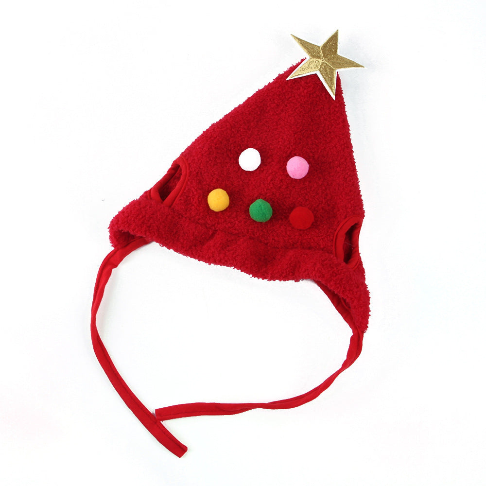 Adorable Pet Christmas Outfits with Stars and Puffballs-Red-Theone Apparel