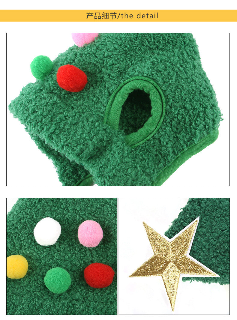Adorable Pet Christmas Outfits with Stars and Puffballs-Theone Apparel