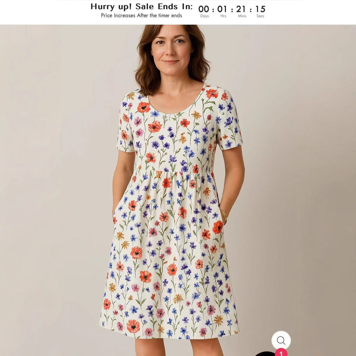 Casual T-Shirt Dress with Round Neck, Pockets, and Stitch Detailing-Theone Apparel