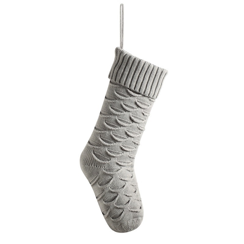 Christmas Stockings with Traditional Knit Style and Ribbed Cuff-Silver Gray-Theone Apparel