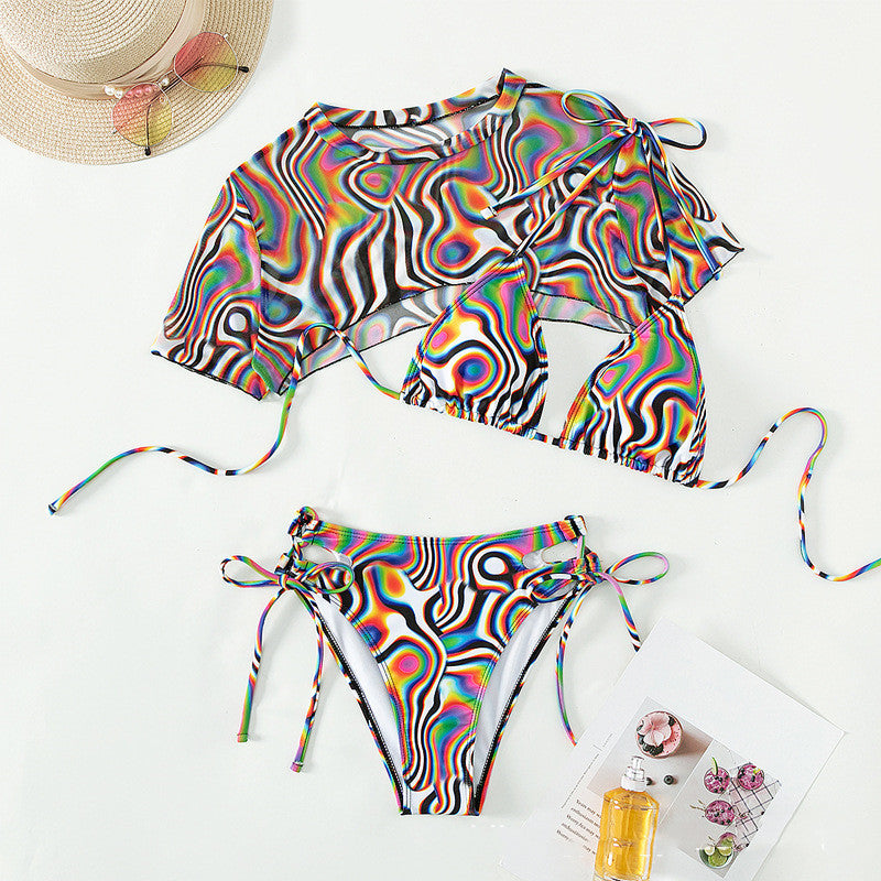 Colorful Rope Mesh Bikini Swimsuit for Fun Beach Days-Theone Apparel