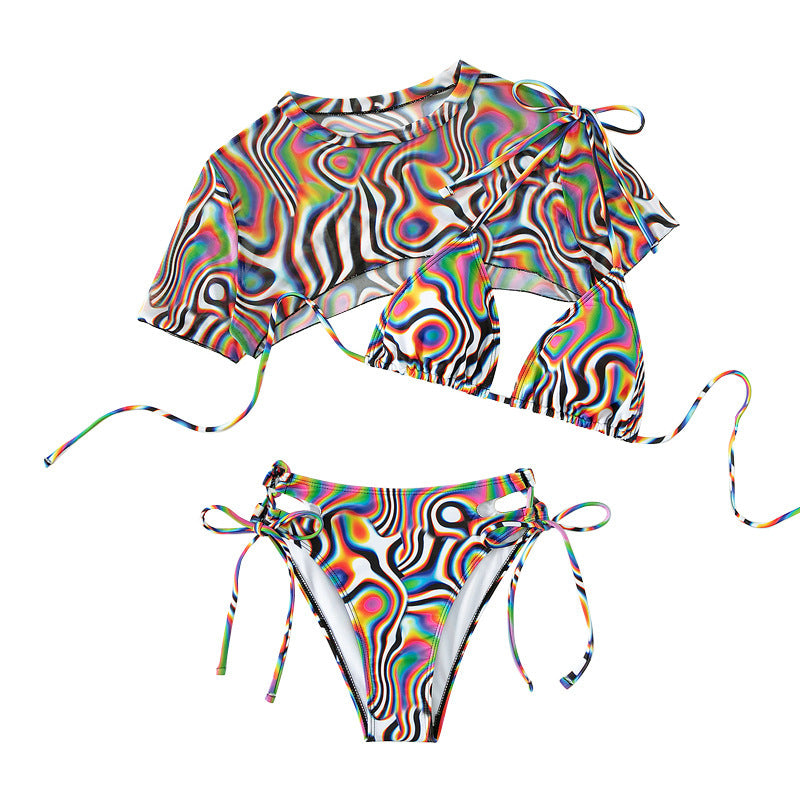 Colorful Rope Mesh Bikini Swimsuit for Fun Beach Days-Theone Apparel