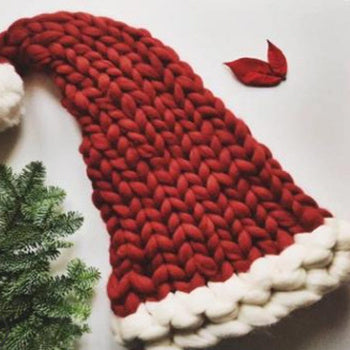 Cute Plush Knit Style Oversized Santa Hat with Puffball-Theone Apparel