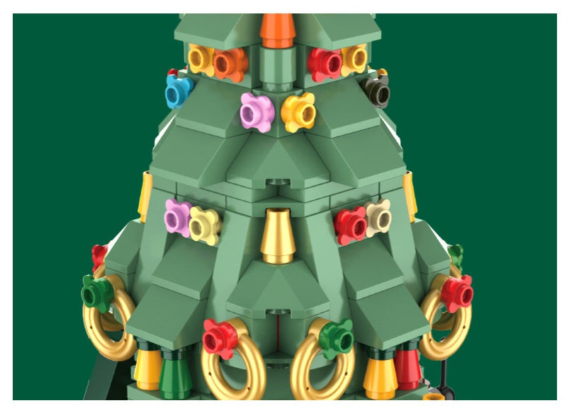 DIY Brick Building Block Rotating Christmas Tree Music Box Christmas Decoration-Theone Apparel