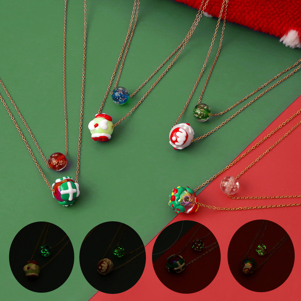 Double-Chain Two-Layer Bead-Accent Women's Fashion Statement Necklace in Assorted Styles-Theone Apparel