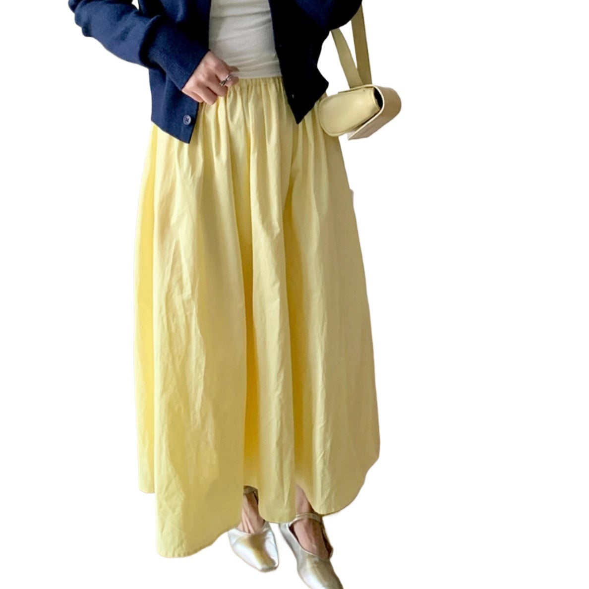 Elastic Waist Mid Length Skirt For Versatile Everyday Wear-Theone Apparel