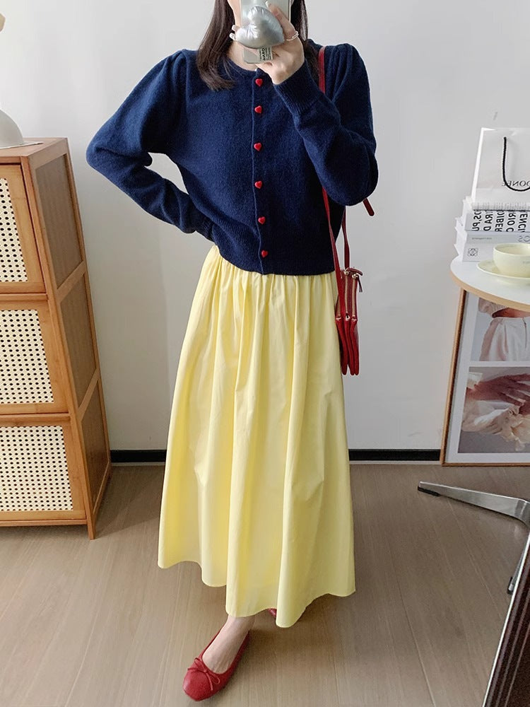 Elastic Waist Mid Length Skirt For Versatile Everyday Wear-Theone Apparel