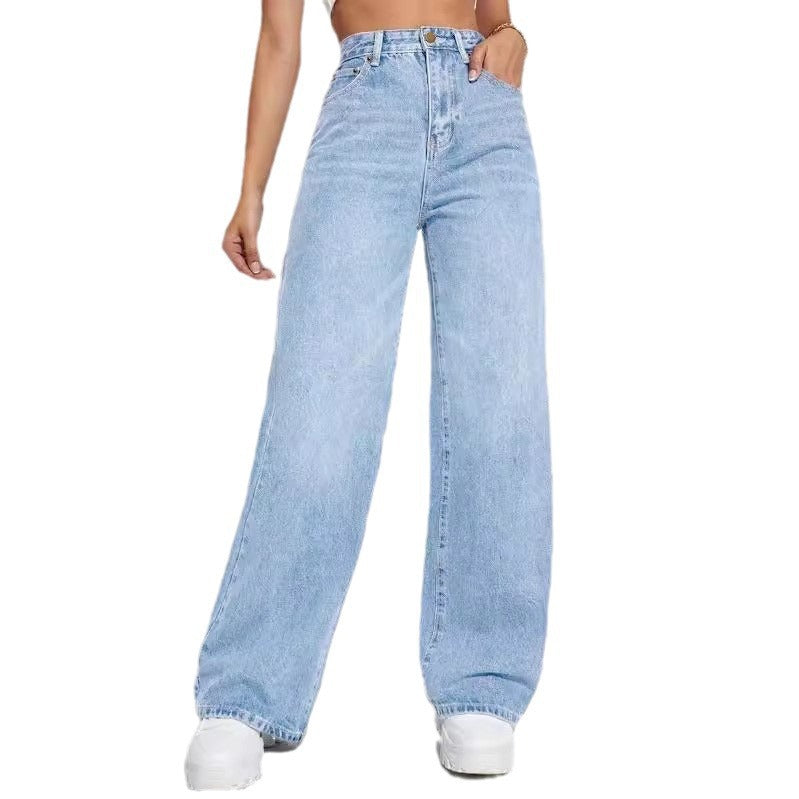 European-American Style Classic Fit Women’s Jeans-Light Blue-Theone Apparel