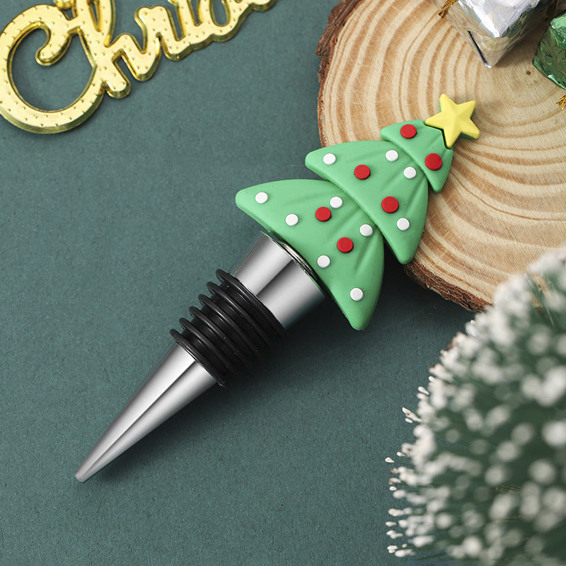 Festive Christmas-Themed PVC & Aluminum Wine Bottle Stopper in Assorted Styles-Style 7-Theone Apparel