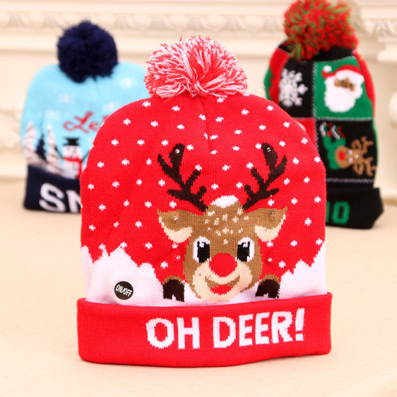 Festive Winter Christmas Toboggan Hat with Puffball-Theone Apparel