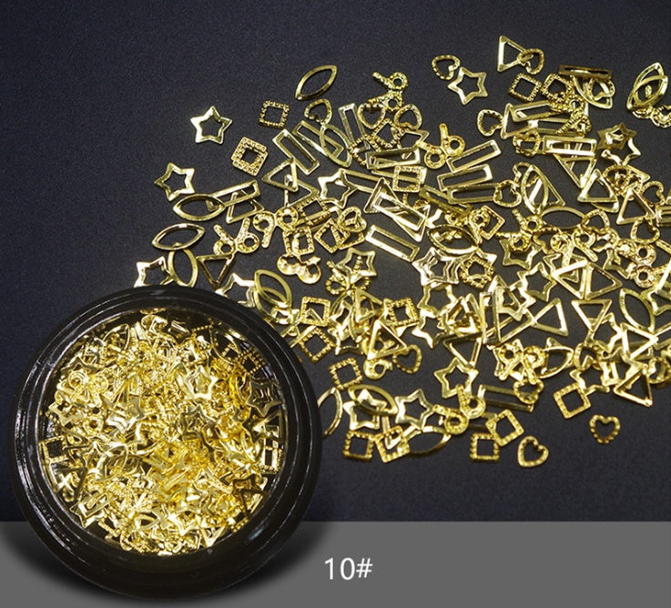 Geometric Golden Toned Metallic Stickers for Nail Decoration-10style-Theone Apparel
