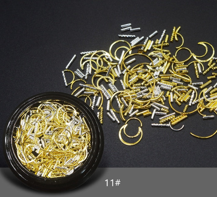 Geometric Golden Toned Metallic Stickers for Nail Decoration-11style-Theone Apparel