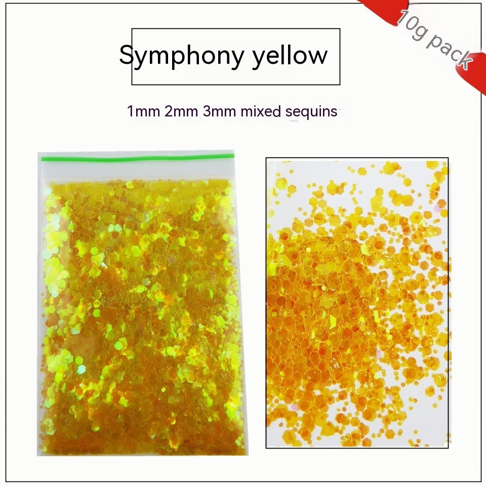 Glittery Sequin Nail Powder for Nail Art and Decoration-AL Colorful Yellow-Theone Apparel