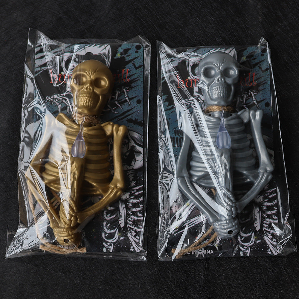 Gold or Silver Skeleton Wall Sconce with Spooky Red Light-Theone Apparel