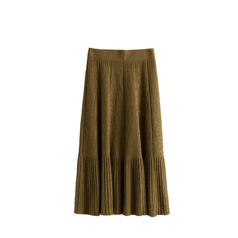 High Waist Pleated Mid Skirt For Versatile Everyday Wear-Theone Apparel