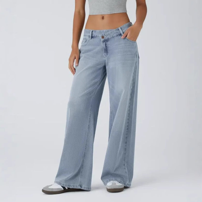High Waist Straight Jeans with European-American Flair-Theone Apparel