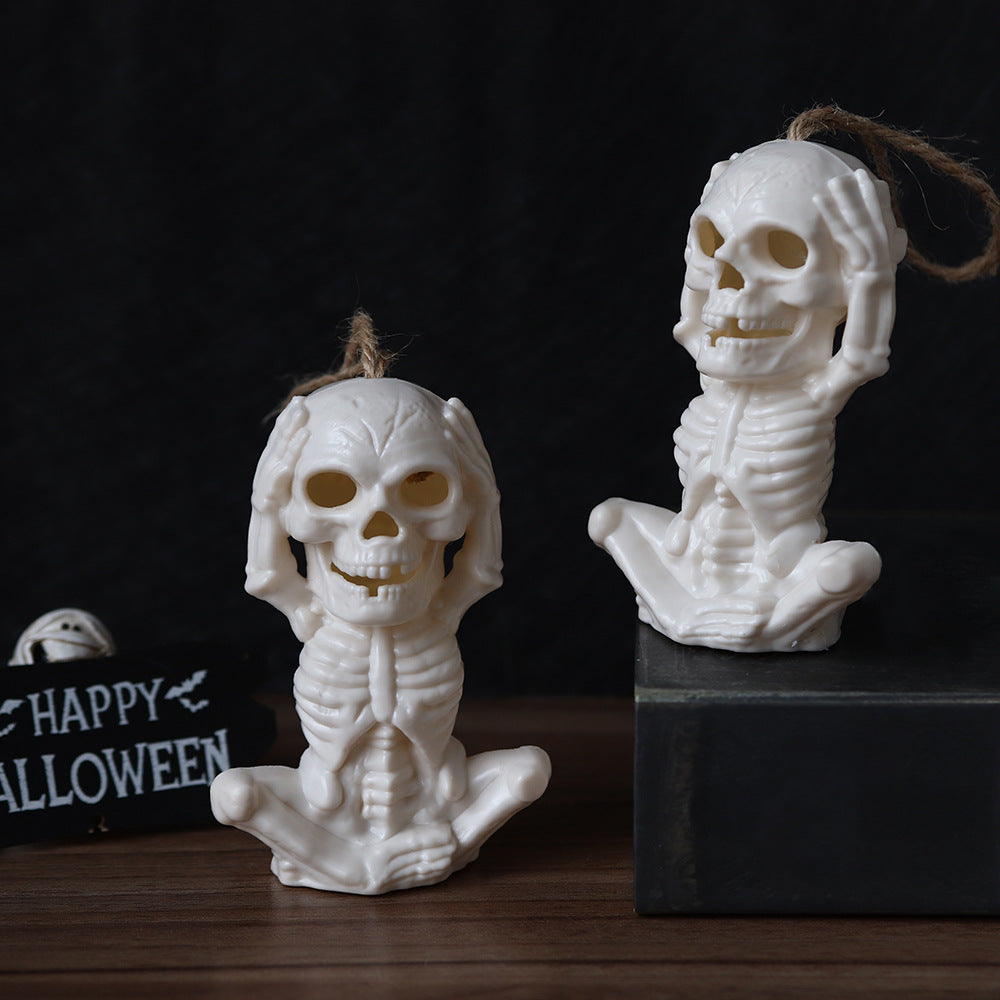 Light Up Skull in Yoga Pose Halloween Decoration in Multiple Colors-Theone Apparel