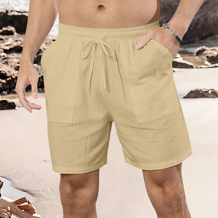 Lightweight Cotton-Linen Shorts for Effortless Global Summer Style-Khaki-Theone Apparel
