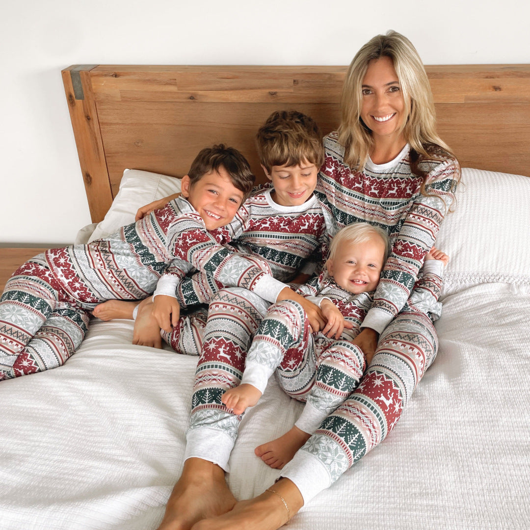 Matching Family Christmas Themed Long Sleeve and Pants Pajama Set-Picture Color-Theone Apparel