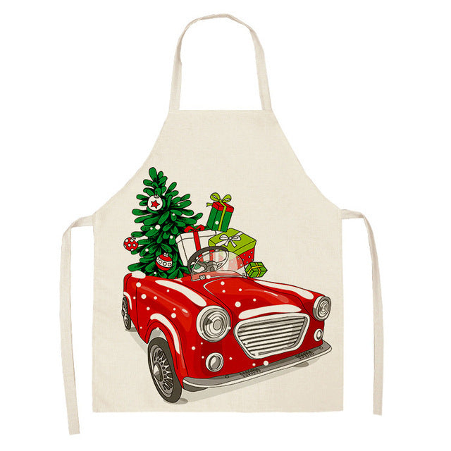 Merry Christmas Cotton-Linen Blend Self-Tie Adjustable Apron in Assorted Styles-Style 3-Theone Apparel
