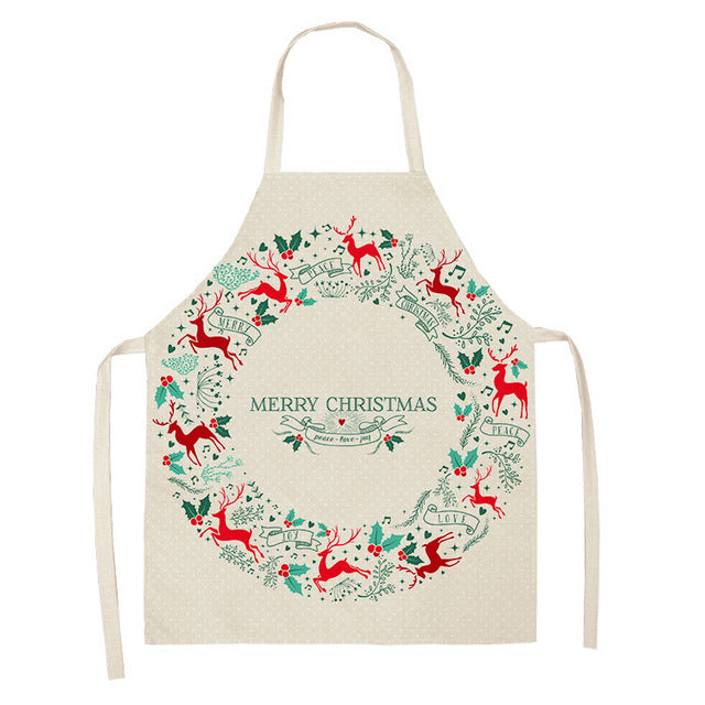 Merry Christmas Cotton-Linen Blend Self-Tie Adjustable Apron in Assorted Styles-Style 5-Theone Apparel