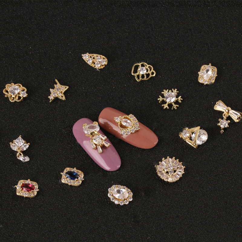 Metallic and Jeweled Nail Adornment Press On Accessories-Theone Apparel