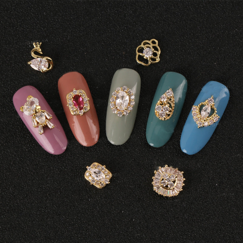 Metallic and Jeweled Nail Adornment Press On Accessories-Theone Apparel