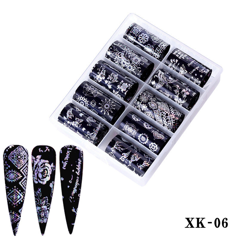 Multicolored and Multipatterned Nail Wraps 10 Piece Set-XK06-Theone Apparel