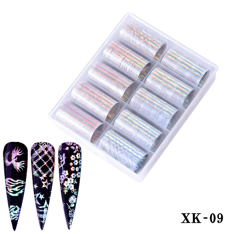 Multicolored and Multipatterned Nail Wraps 10 Piece Set-XK09-Theone Apparel