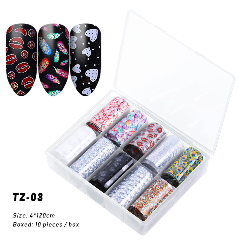 Multicolored and Multipatterned Nail Wraps 10 Piece Set-TZ03-Theone Apparel