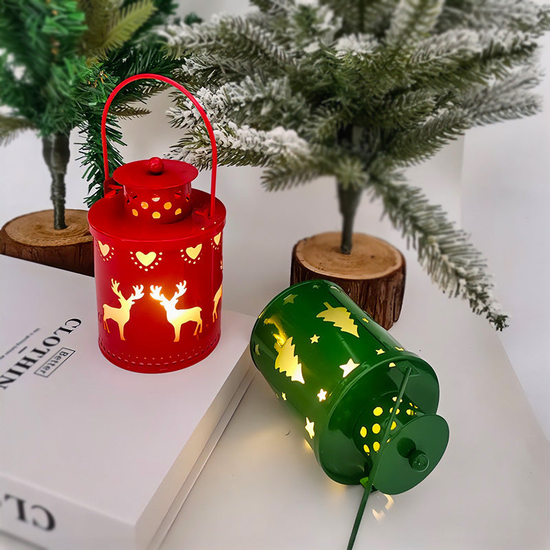 Nordic Style Metallic Can Christmas Themed Lantern Lights with LED Bulbs-Theone Apparel