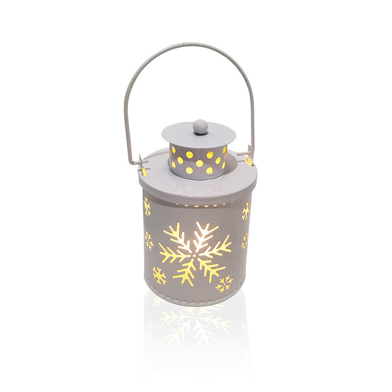 Nordic Style Metallic Can Christmas Themed Lantern Lights with LED Bulbs-Theone Apparel