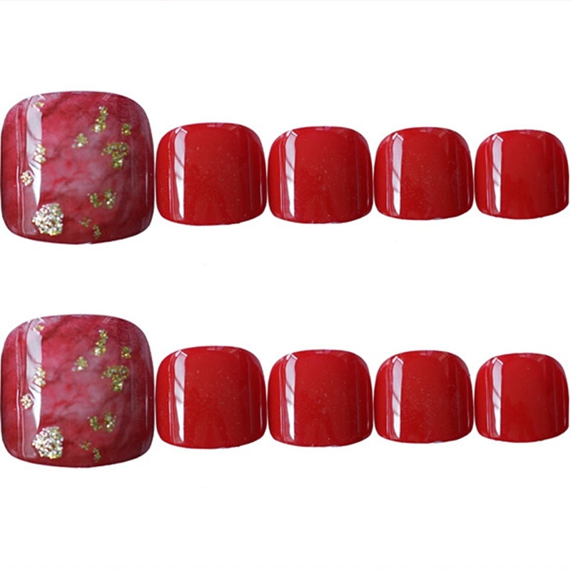 Red and Gold Nail Set with Accent Nail in Multiple Styles-Red-Theone Apparel