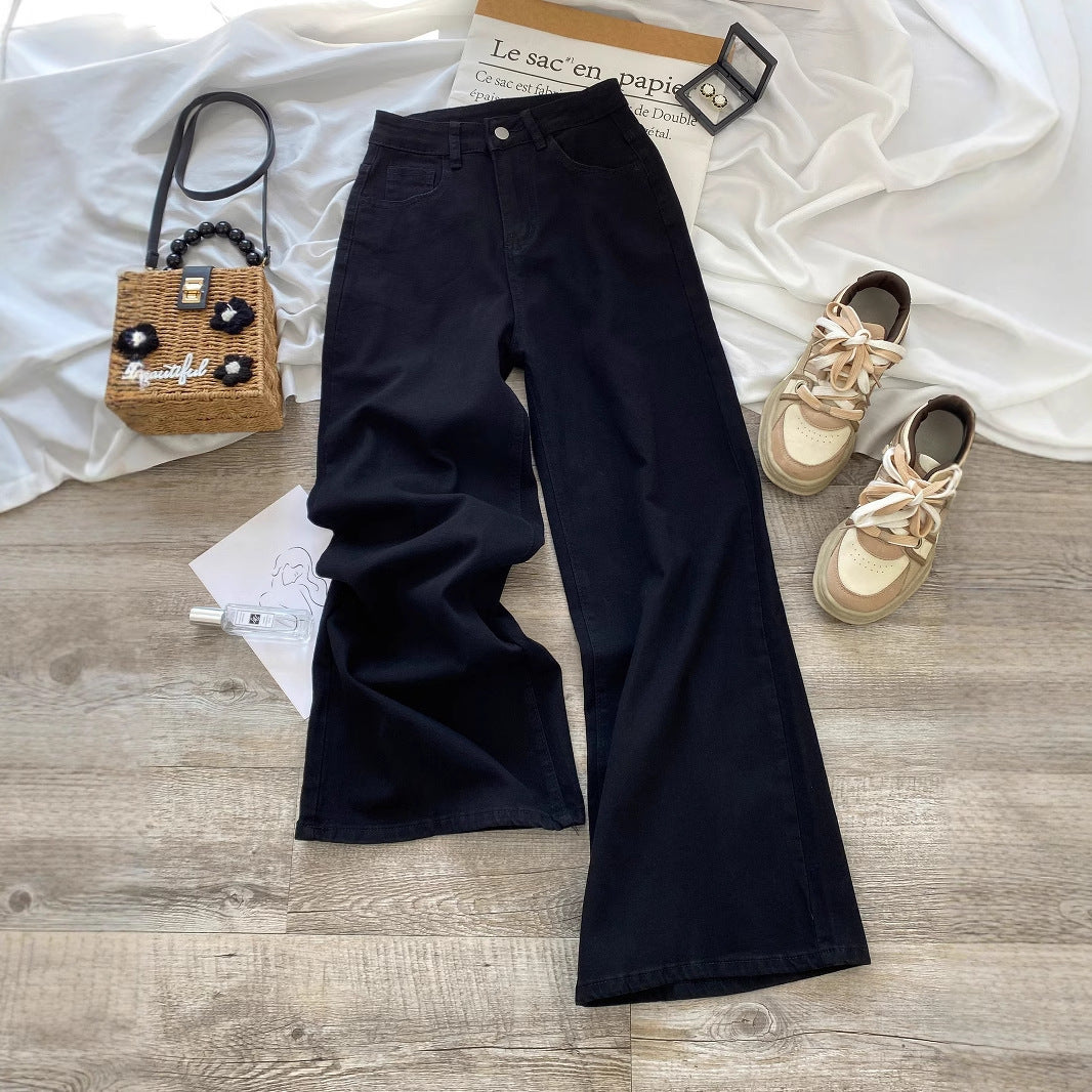 Retro High Waist Wide-Leg Jeans for Everyday Style-Black-Theone Apparel