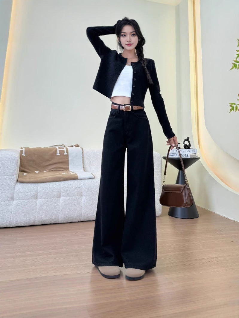 Retro High Waist Wide-Leg Jeans for Everyday Style-Theone Apparel