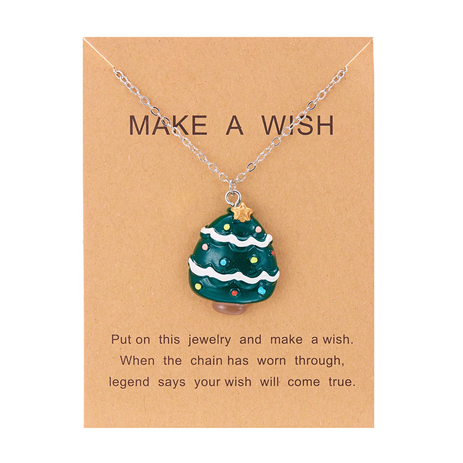 Silver-Tone Christmas Resin Glitter-Accent Chain Pendant Necklace in Assorted Styles-Style 4-Theone Apparel