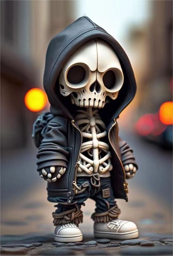 Skeleton Halloween Decoration in a Hoodie with Sneakers-Style A-Theone Apparel