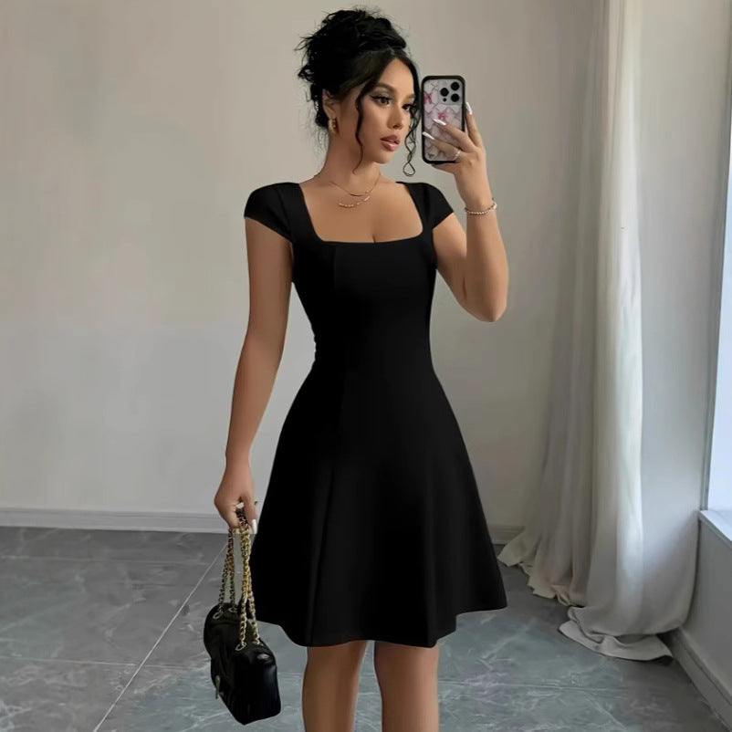 Sleek A-Line Vest Dress with Slim Silhouette and Elegant Lines-Black-Theone Apparel