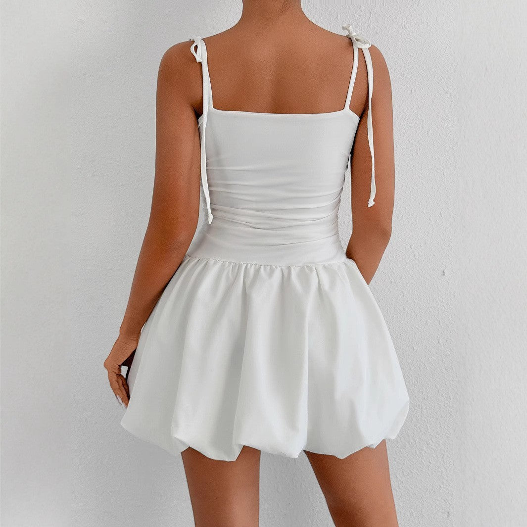 Slim Strap Tube-Top Mini Dress for Trendy Evening Looks-Theone Apparel