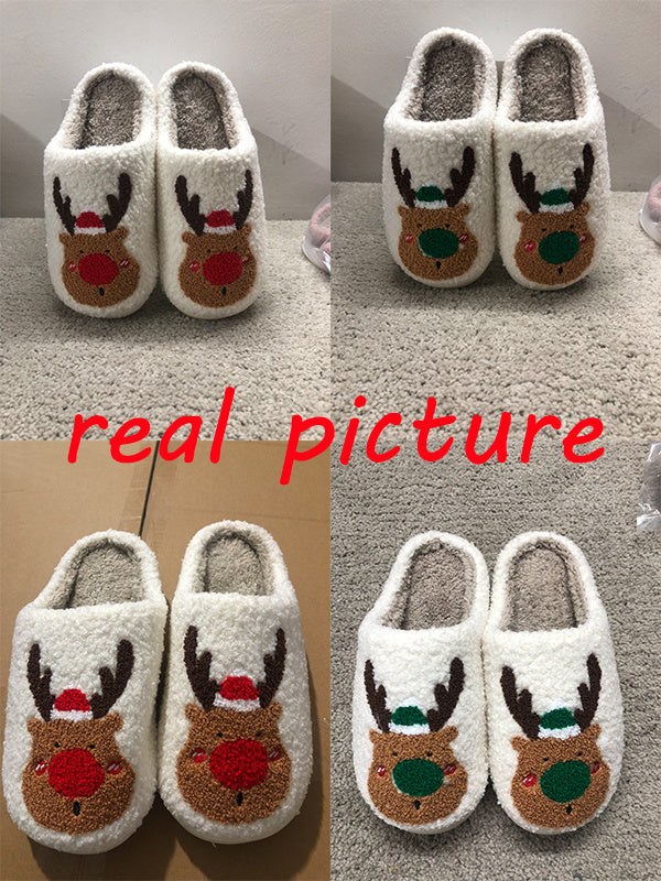 Soft and Warm Fleece Lined Christmas Themed Slip on Slippers-Theone Apparel