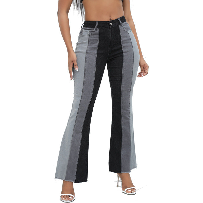 Stretch Bell-Bottom Jeans with Retro Wide-Leg Swing-Black-Theone Apparel