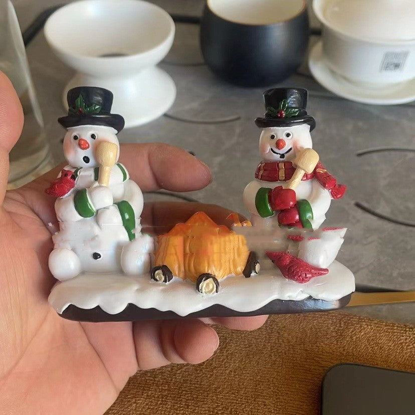 Whimsical Plug-In Snowman & Campfire Duo Resin Christmas Decoration Nightlight-Theone Apparel