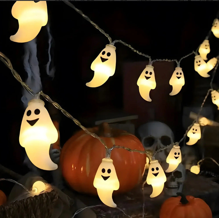 Whimsical Pumpkin Patch Orange String Lights for Halloween-Ghost Blow Molding-Theone Apparel
