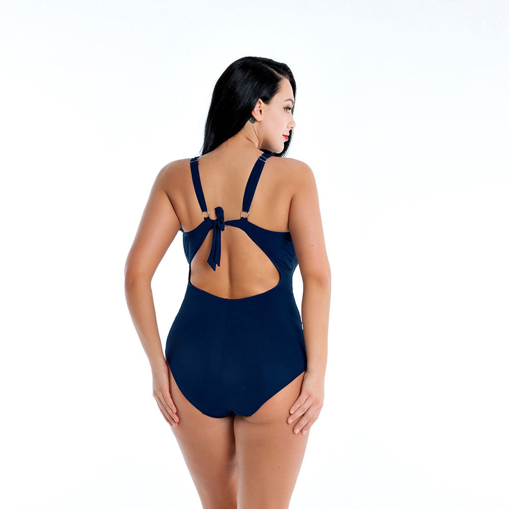 Women's One Piece Wrap Style Plus Size Swimsuit-Theone Apparel