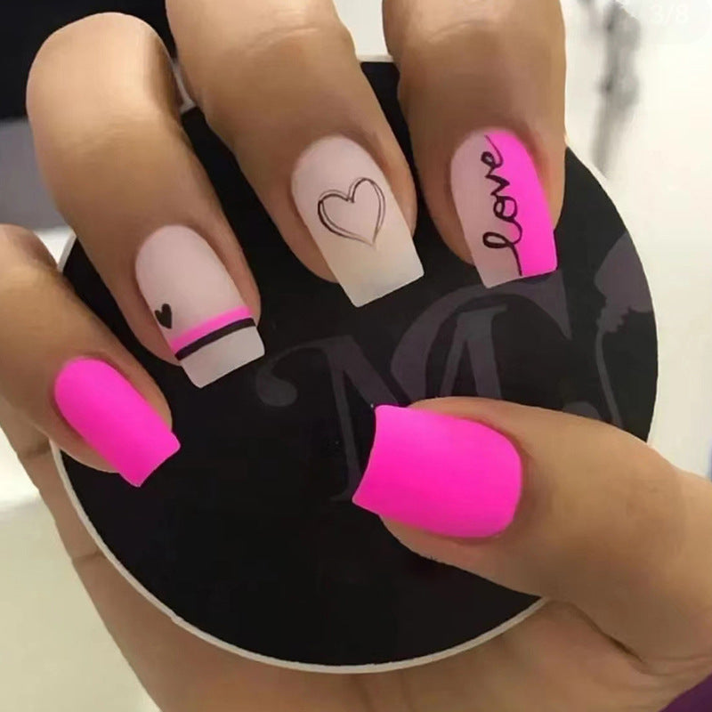 Women's Romantic Valentine's Day Pink and Nude Nail Set-Theone Apparel
