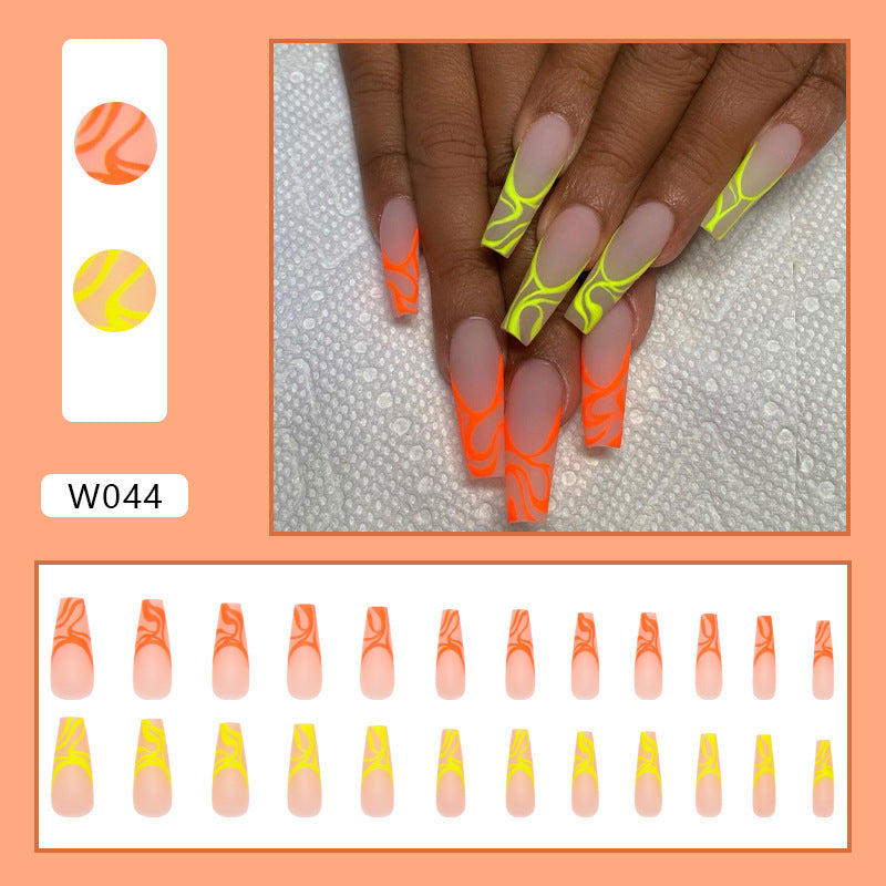 Women's Vibrant Coffin Shaped Nail Set with Neon Tips-Theone Apparel