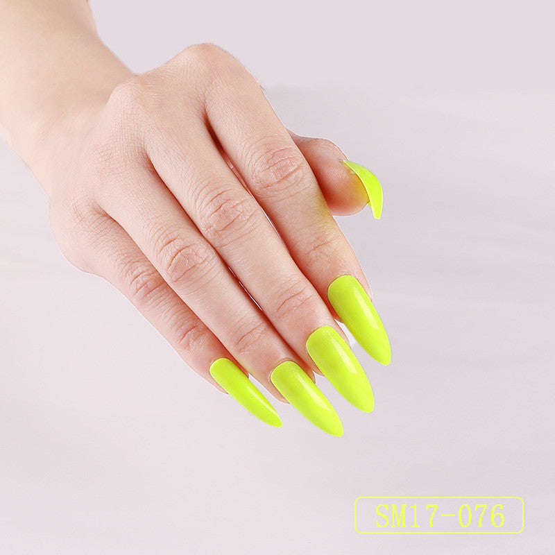 Women's Vibrant Long Round False Nail Set in Multiple Shades-Yellow-Theone Apparel