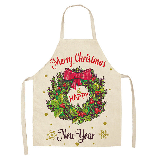 Merry Christmas Cotton-Linen Blend Self-Tie Adjustable Apron in Assorted Styles