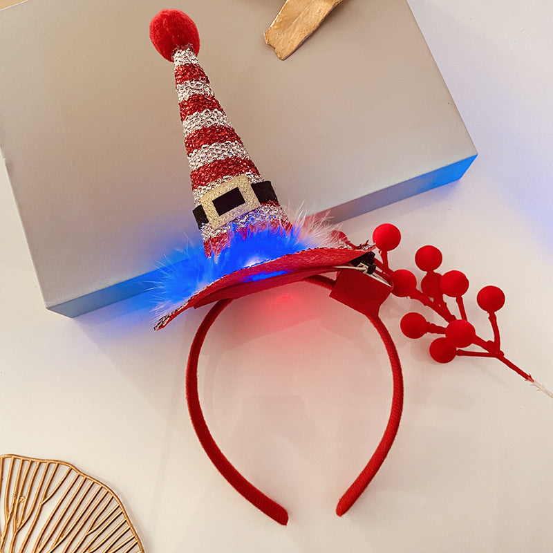 Christmas Tree Headband Hat with LED String Lights