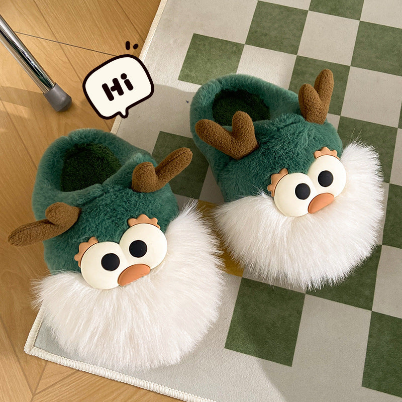 Grillige rendier Santa Claus -thema Groene en witte slippers